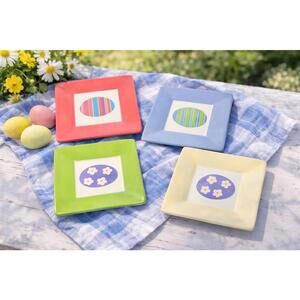 TAG 2004 Porcelain Easter Egg Dessert Appetizer Plates Set of 4, 5”